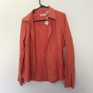 Orange button down grunge layering